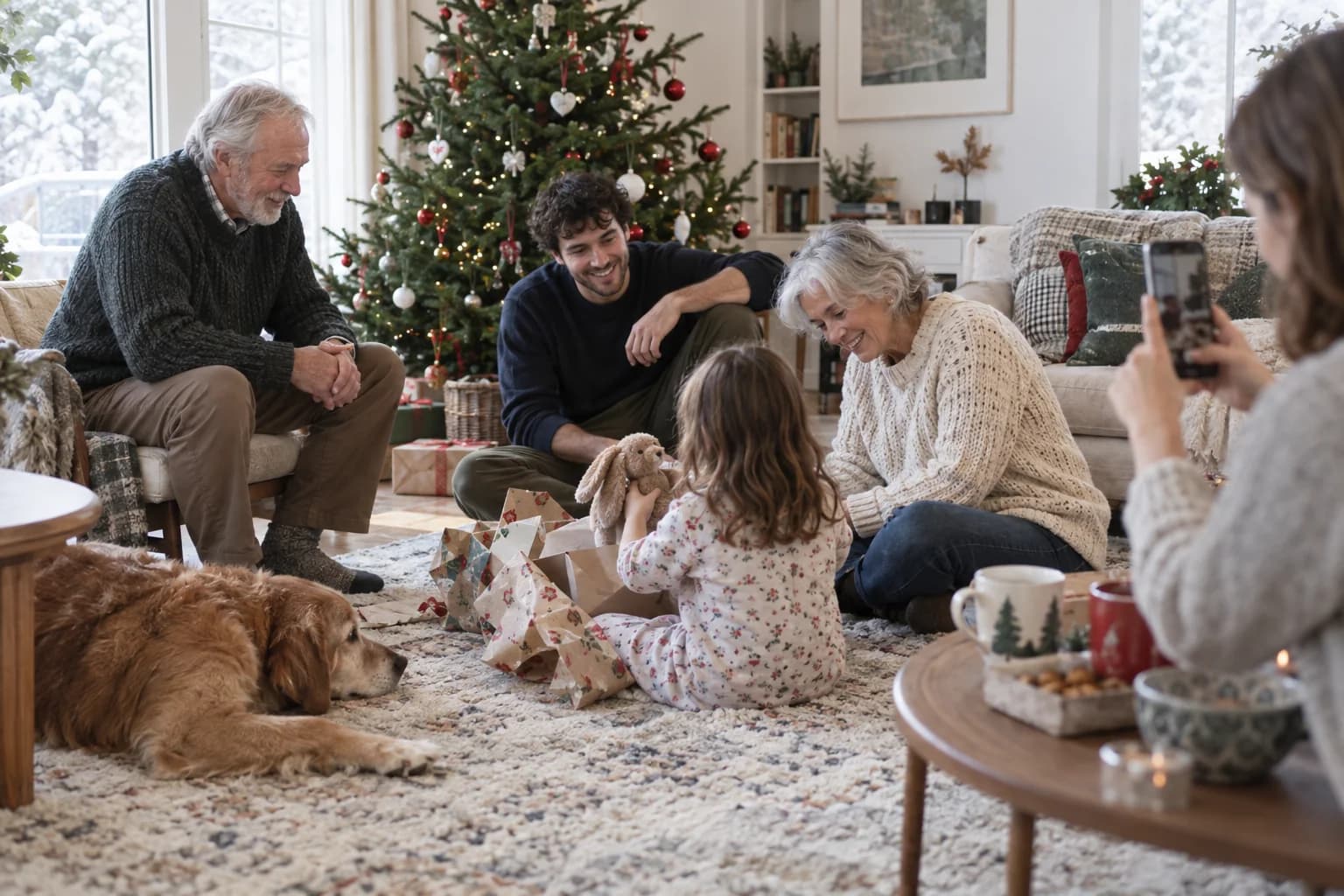 Family and friends enjoying a Christmas gathering
