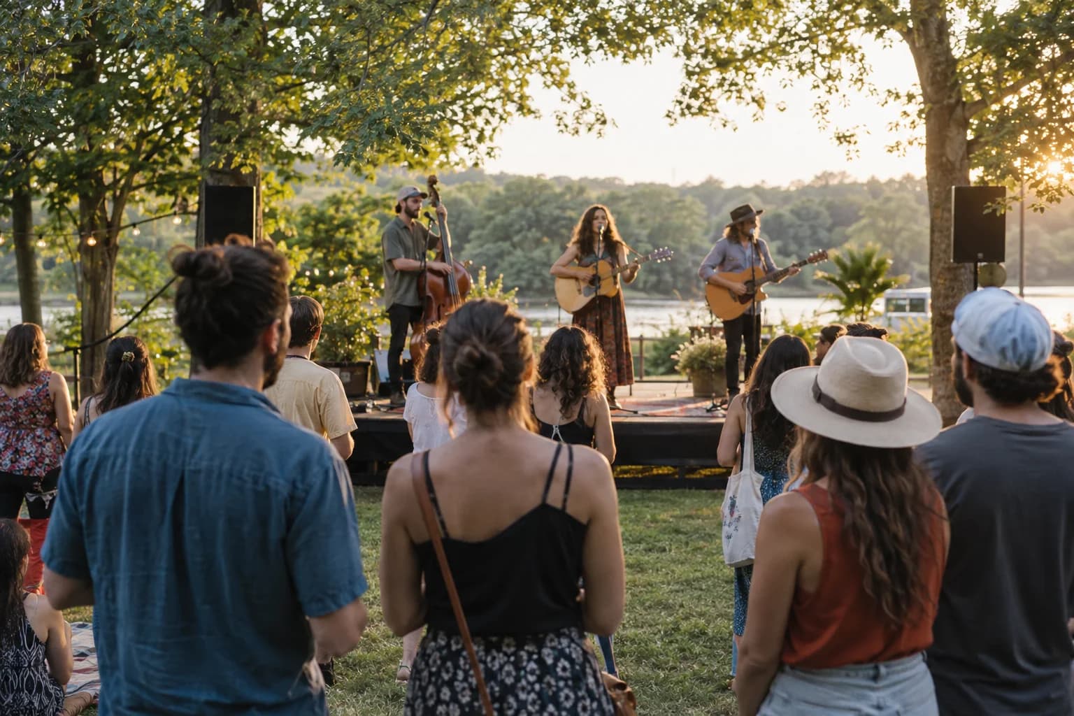 Friends enjoying a live music performance together