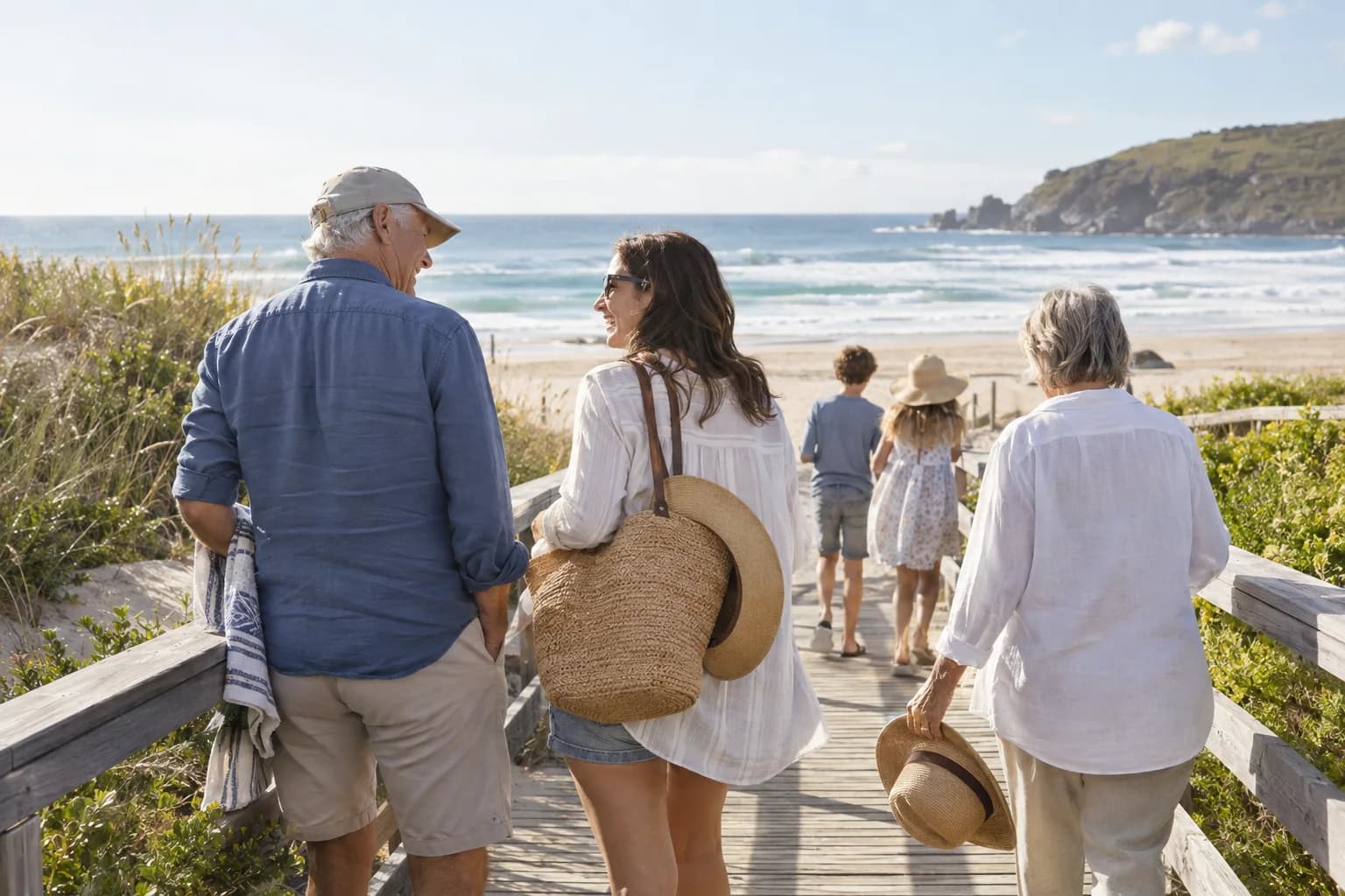 Family and friends sharing a happy moment on a group trip